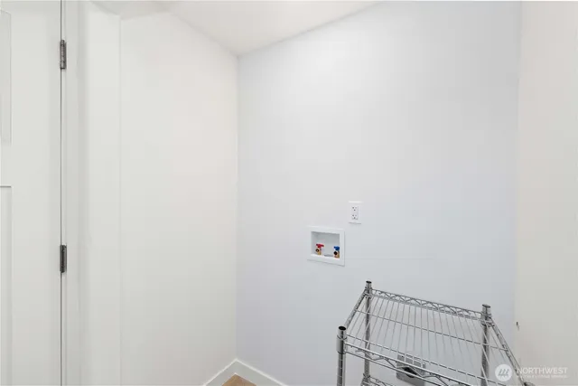 a view of a room with racks on the wall