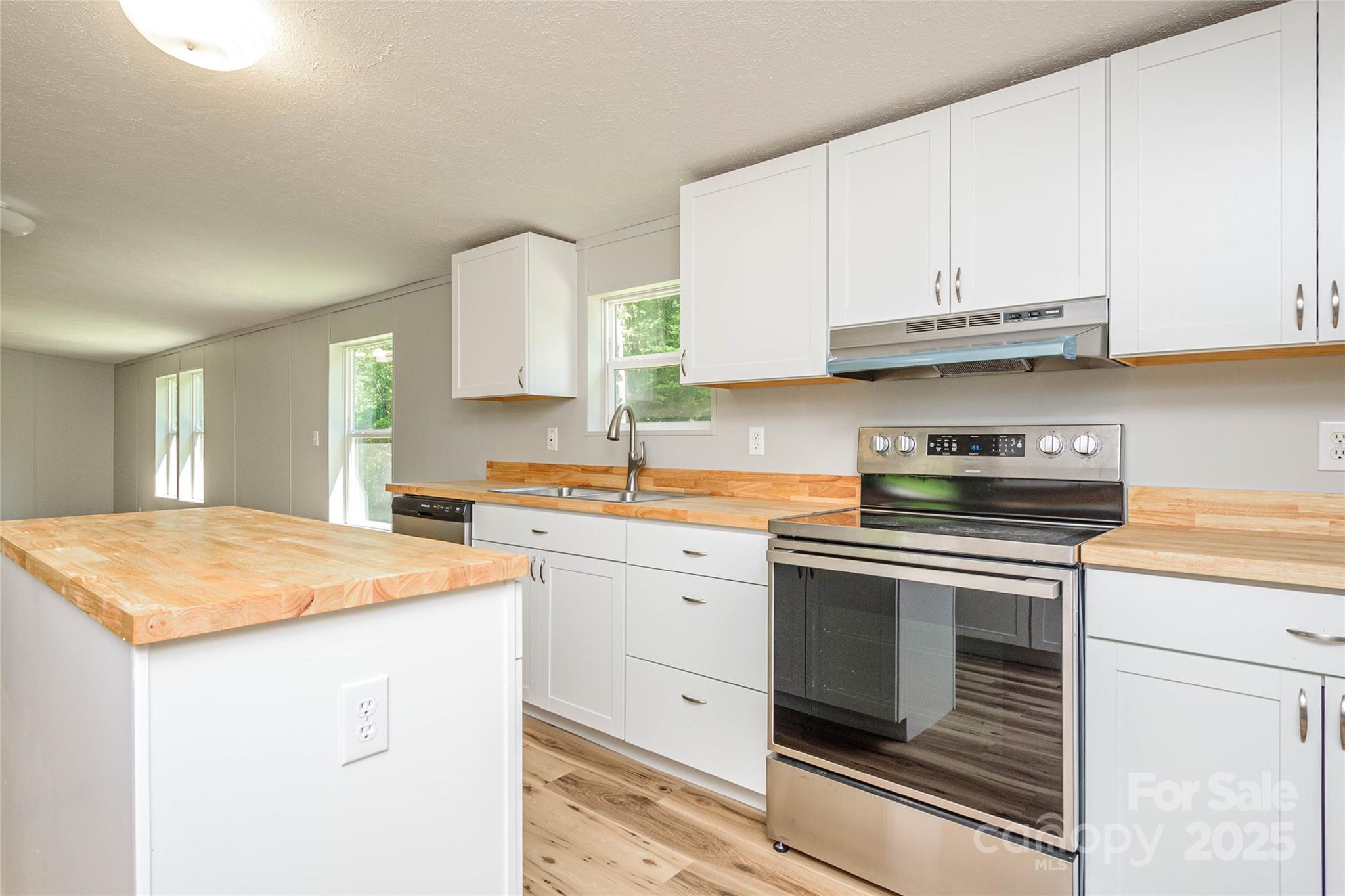 1361 Pleasant Grove Church Road Hendersonville, NC 28739 - Photo 16 of 48 a kitchen with stainless steel appliances granite countertop a sink stove and white cabinets