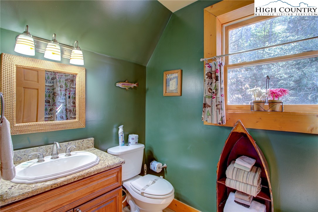 186 Riversound Drive Banner Elk, NC 28604 - Photo 37 of 45 a bathroom with a toilet sink and mirror