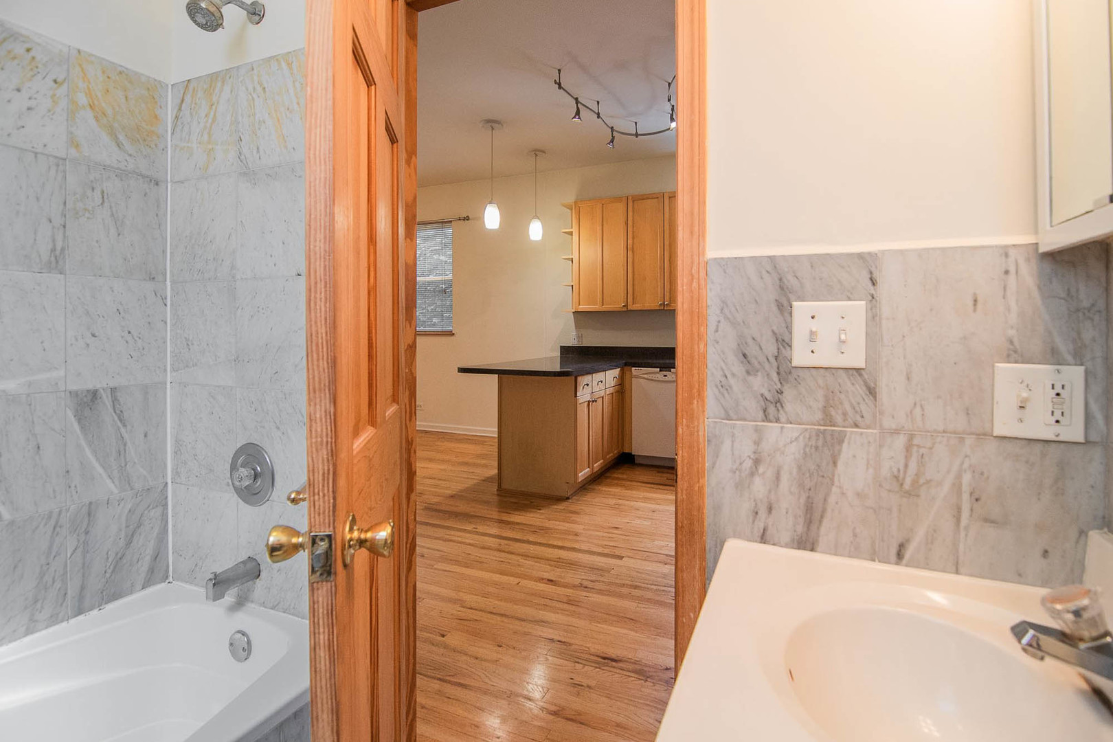 905 North Racine Avenue, Unit 2 Chicago, IL 60642 - Photo 19 of 26 a bathroom with a bathtub and shower