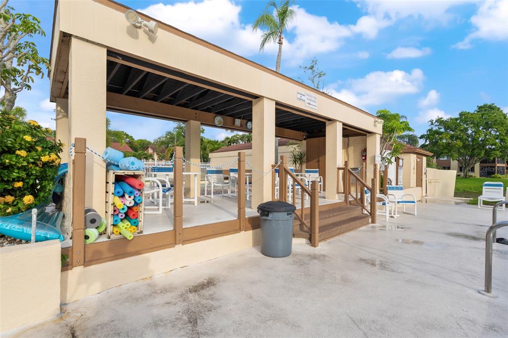 4036 Davit Drive New Port Richey, FL 34652 - Photo 48 of 64 a view of a patio with dining table and chairs