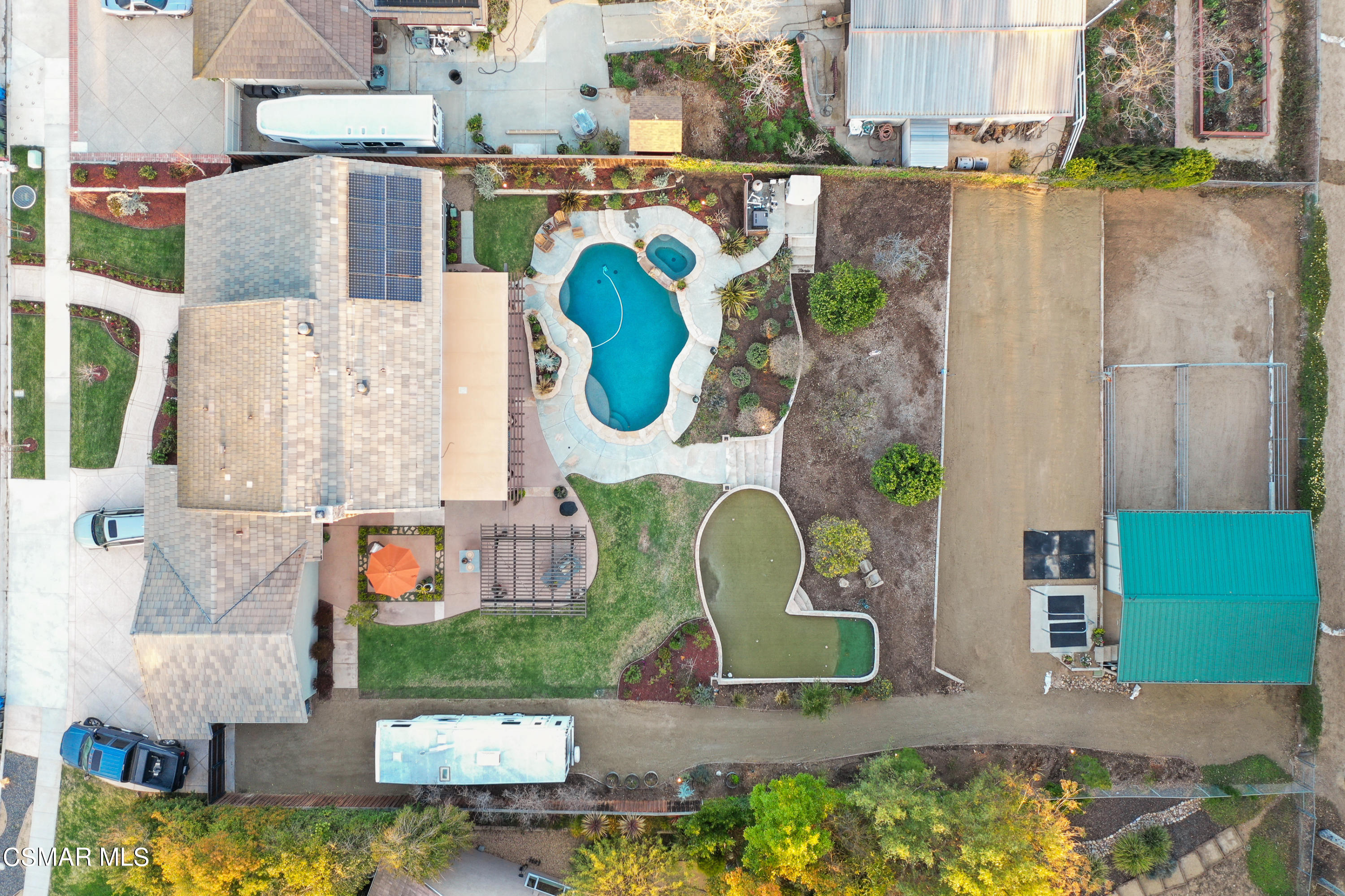 243 Longbranch Road Simi Valley, CA 93065 - Photo 2 of 77 an aerial view of a house with swimming pool