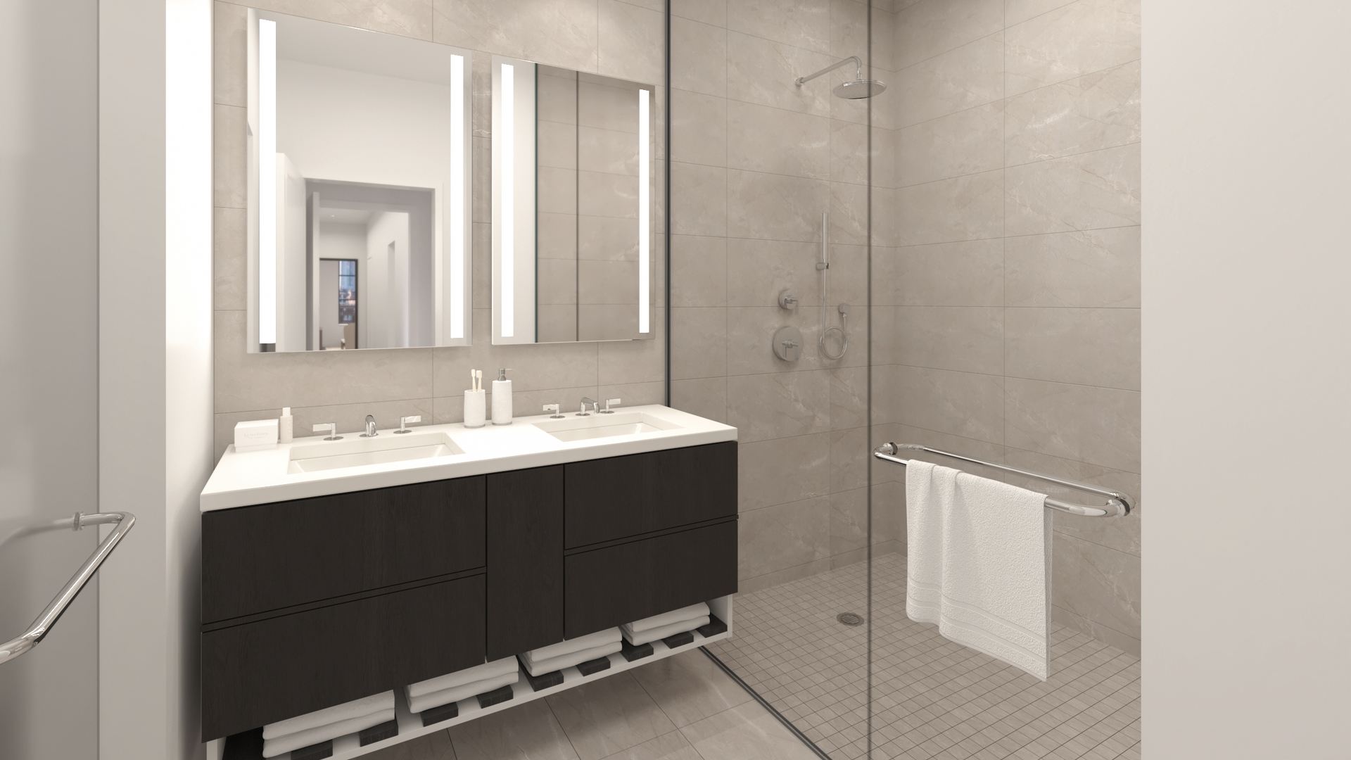 1400 West Monroe Street, Unit 5D Chicago, IL 60607 - Photo 12 of 17 a bathroom with a sink and mirror
