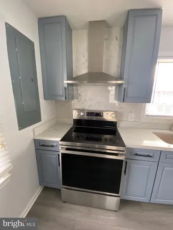 a stove top oven sitting inside of a kitchen