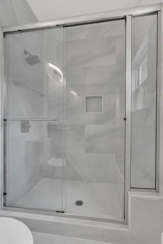 a bathroom with a shower