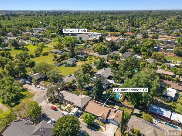 an aerial view of multiple house