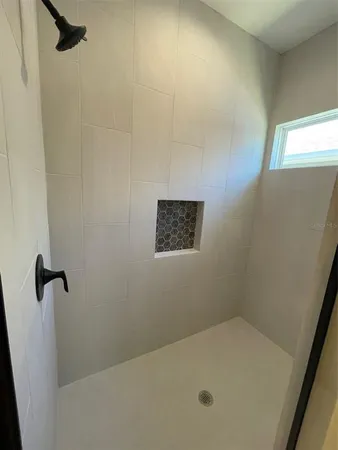 a bathroom with a bathtub