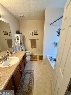 a bathroom with a sink double vanity