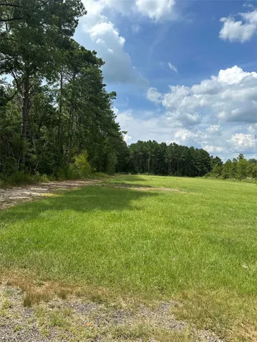 a view of a field of grass and trees
