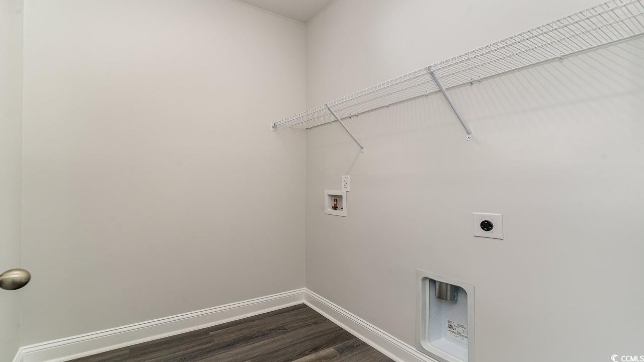 108 Fair Meadow Loris, SC 29569 - Photo 11 of 24 Clothes washing area featuring hookup for an electric dryer, hardwood / wood-style floors, and washer hookup