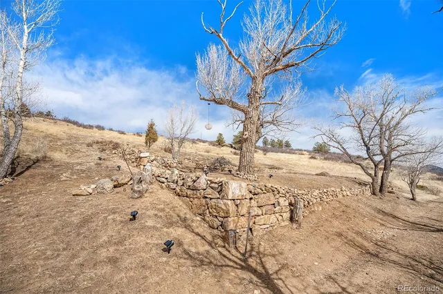 a view of a yard covered with snow