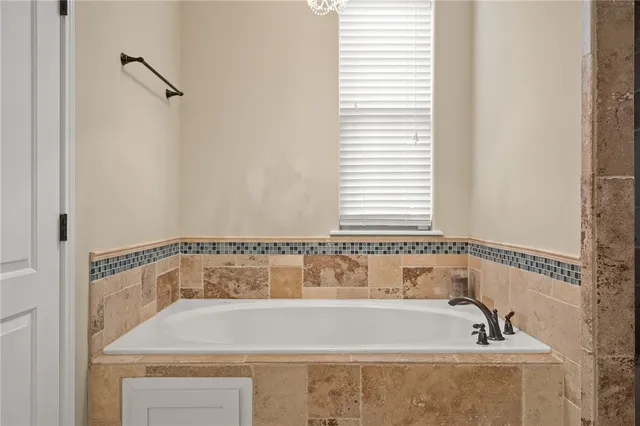 a bathroom with a bathtub