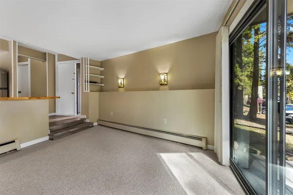 an empty room with windows