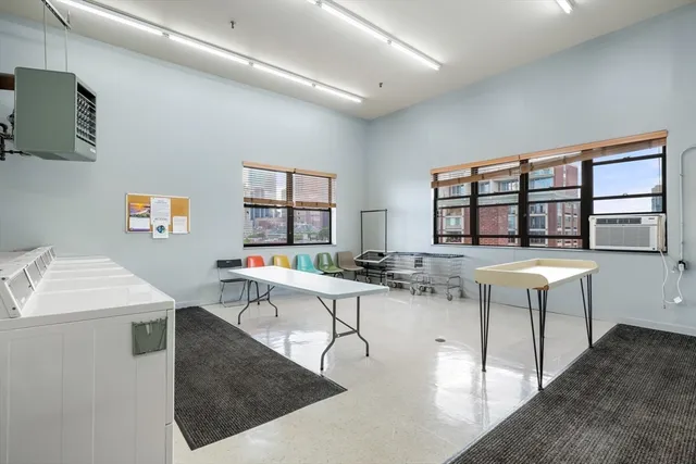 a view of a garage with couch