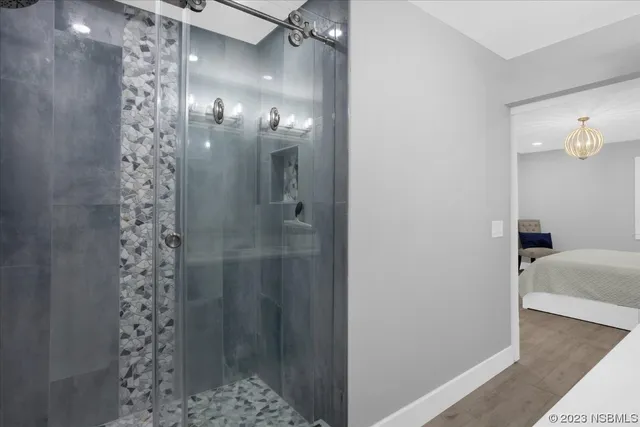 a living room with a large window