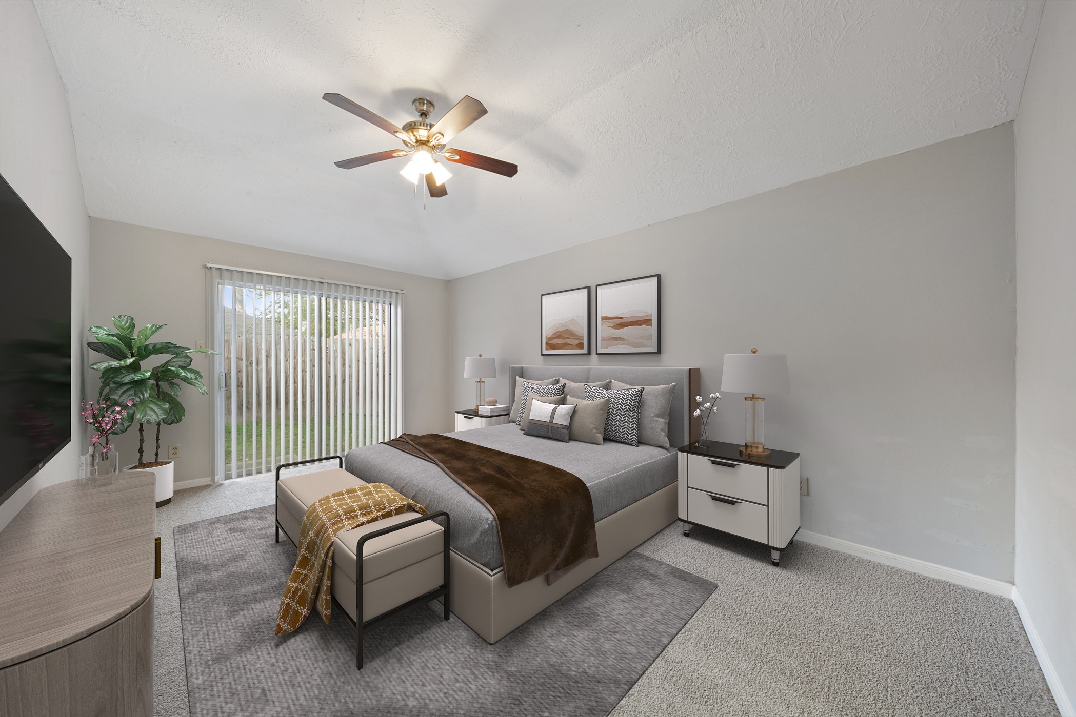 10530 Rippling Fields Drive Houston, TX 77064 - Photo 18 of 30 a bedroom with a bed and a chandelier