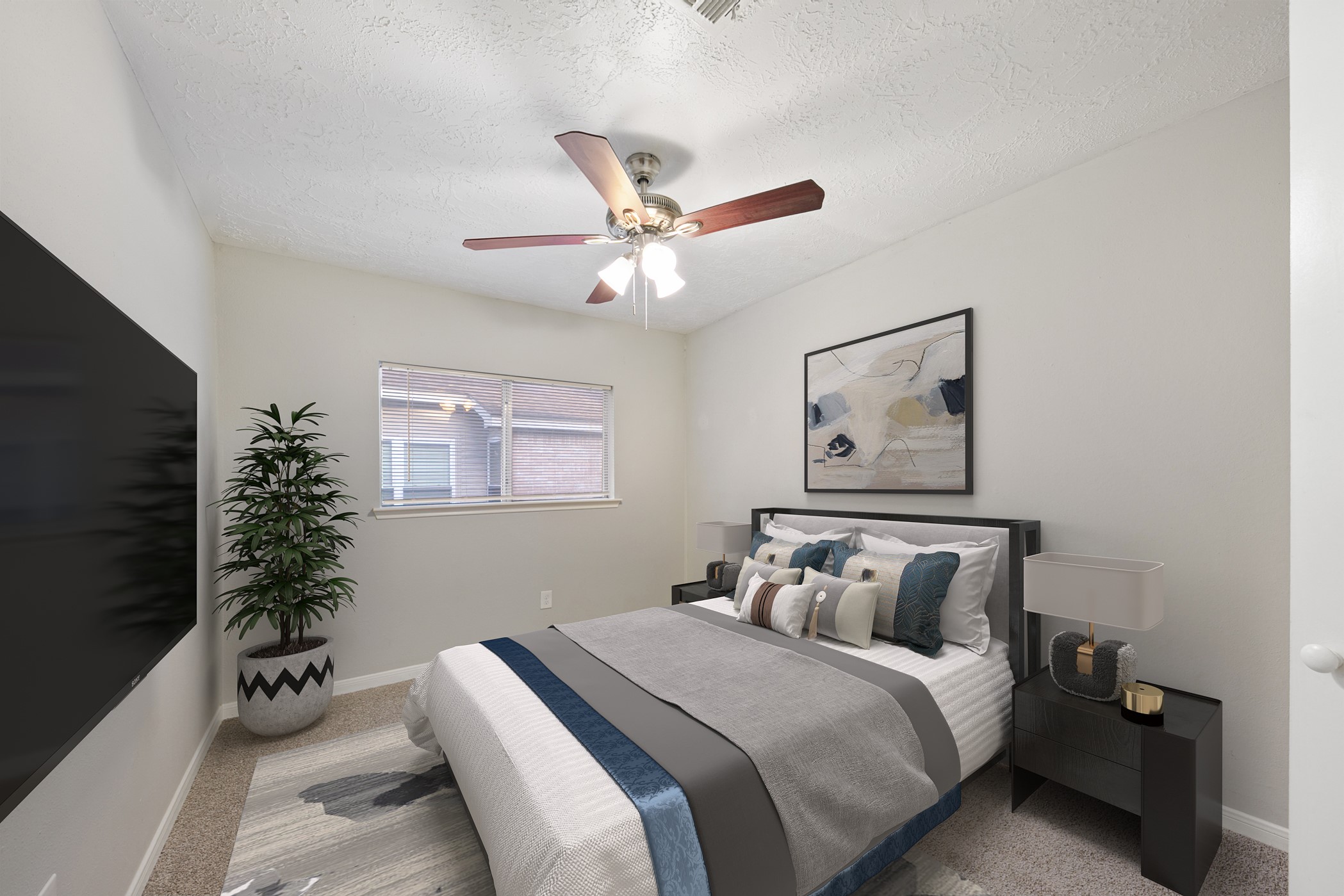 10530 Rippling Fields Drive Houston, TX 77064 - Photo 29 of 30 a bedroom with bed and a chandelier