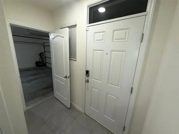 a view of a room with racks on the wall