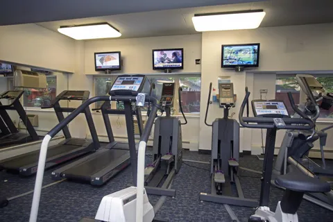 a view of a room with gym equipment