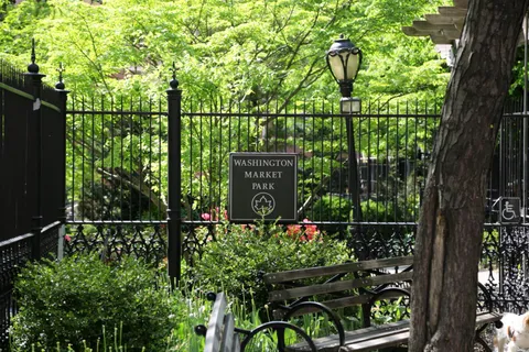 a view of a bench in the backyard