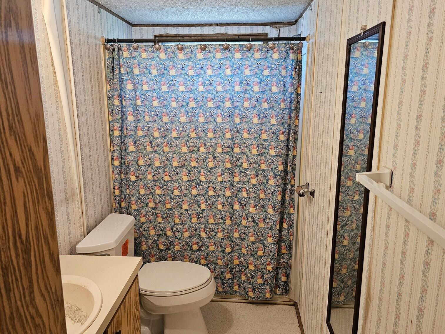 1810 Scuffling Hill Road Rocky Mount, VA 24151 - Photo 16 of 38 a white toilet sitting next to a shower curtain