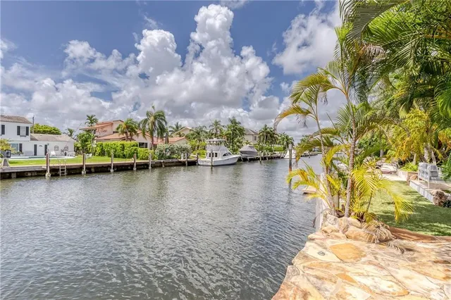 a view of a lake with houses