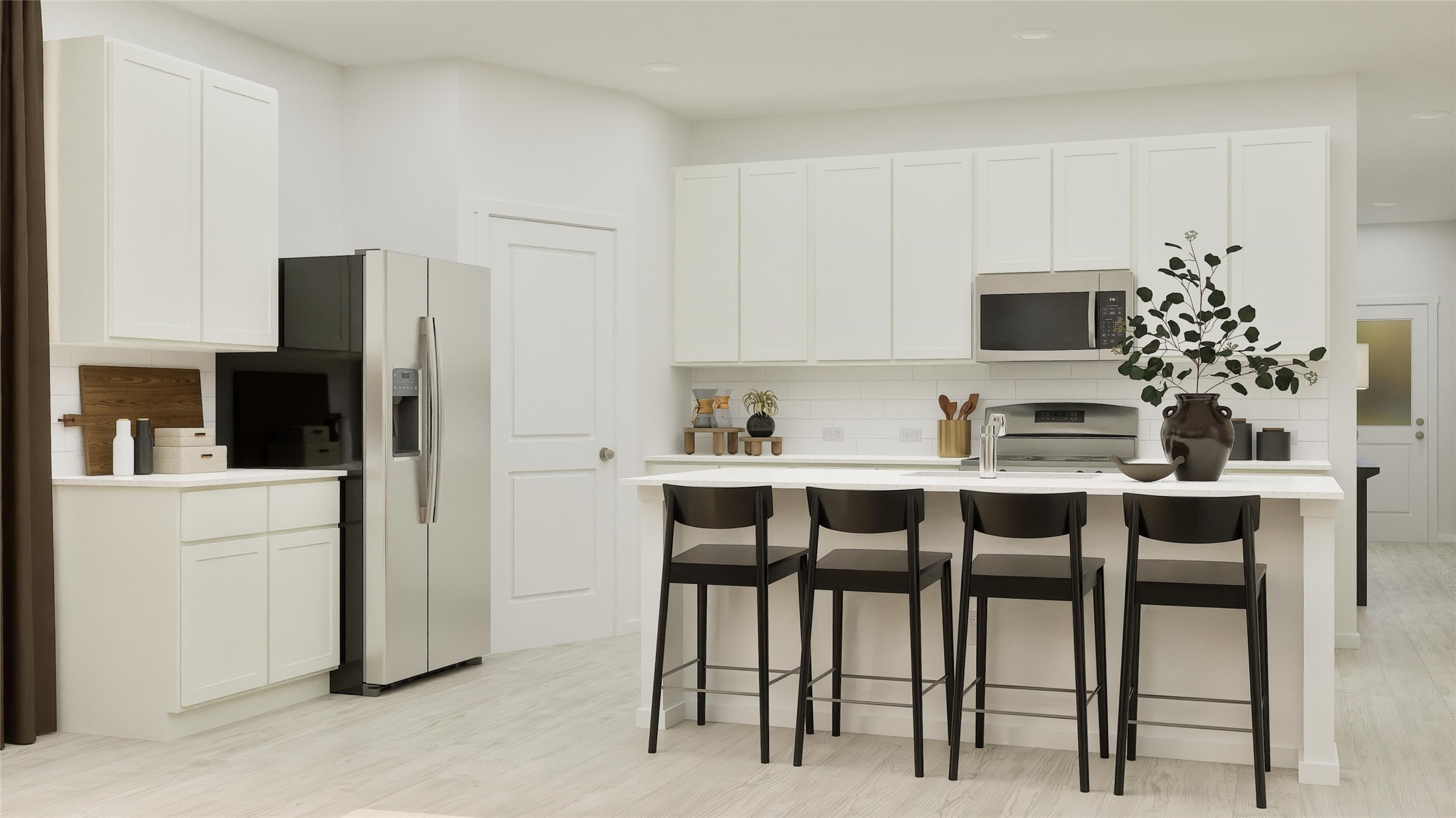 1614 Windrose Bend Angleton, TX 77515 - Photo 7 of 24 a kitchen with stainless steel appliances kitchen island granite countertop a table chairs and a refrigerator