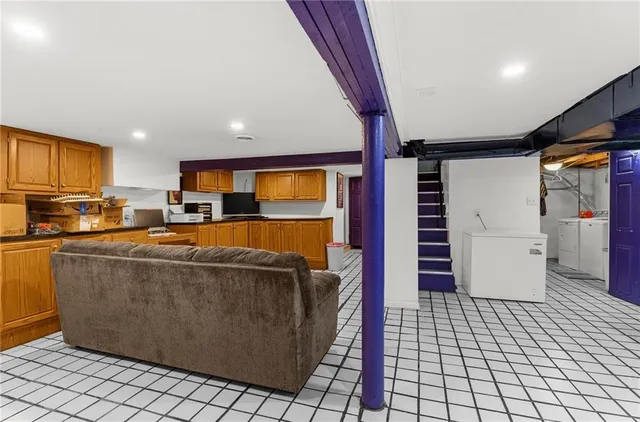 a living room with furniture