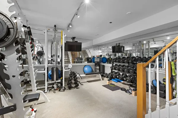 a view of a room with gym equipment