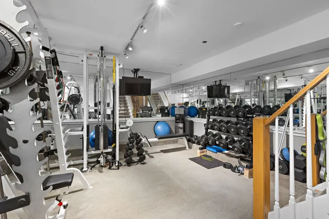 a view of a room with gym equipment