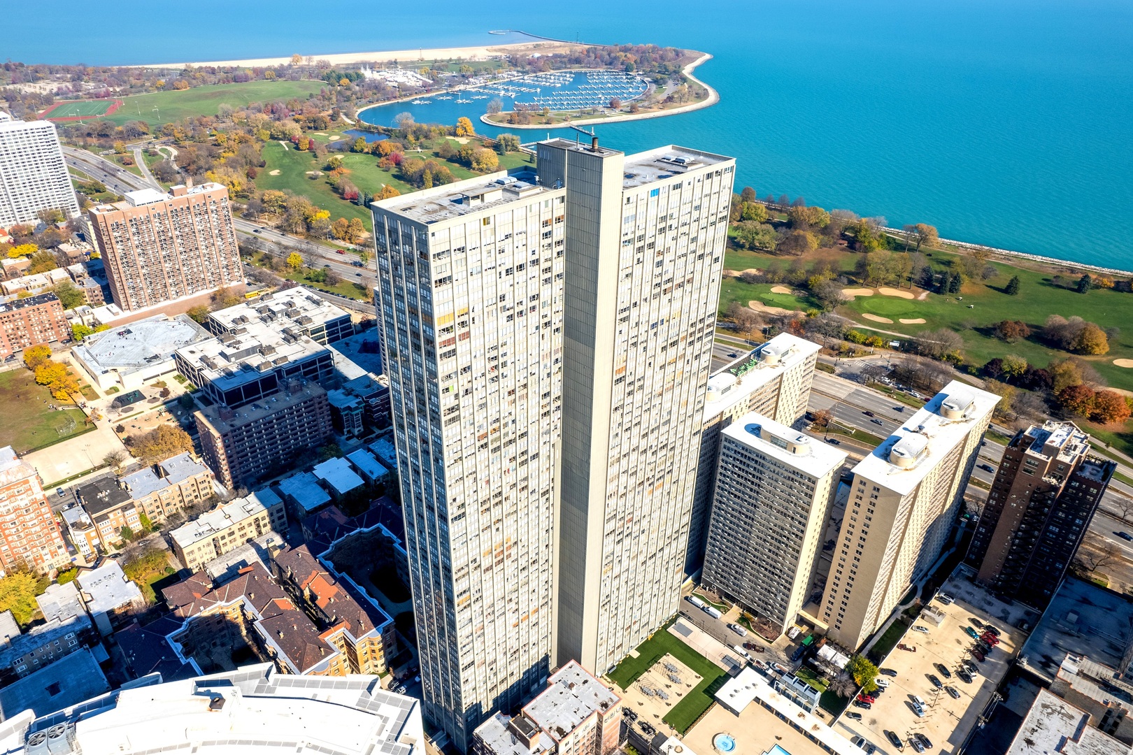 655 West Irving Park Road, Unit 3608 Chicago, IL 60613 - Photo 21 of 37 an aerial view of residential houses with outdoor space