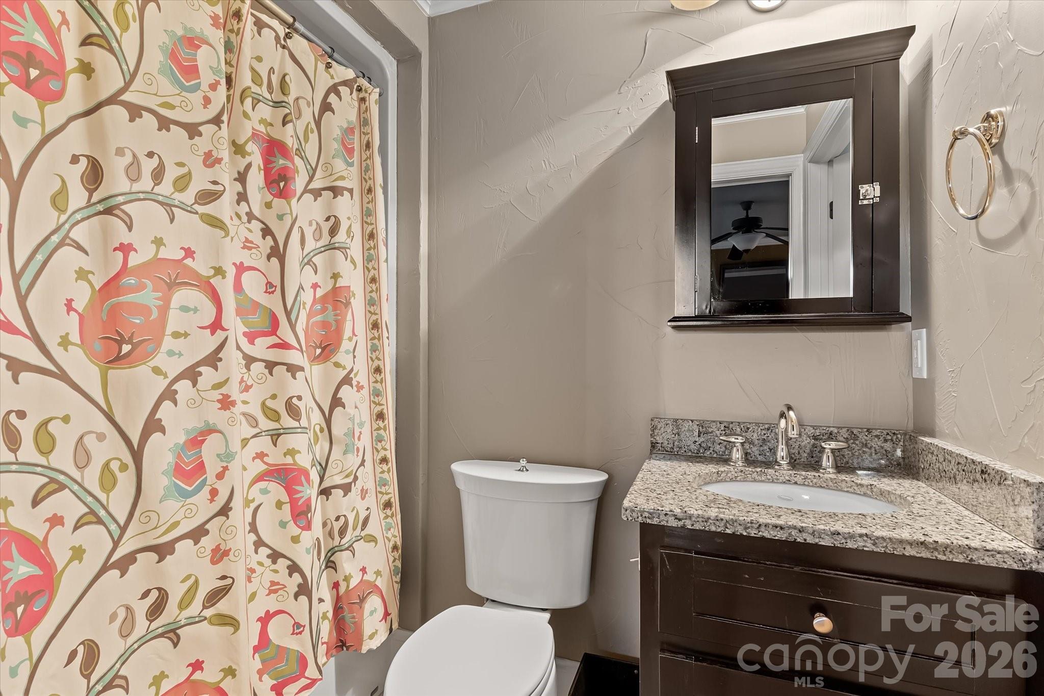 368 Players Ridge Road Hickory, NC 28601 - Photo 30 of 48 a bathroom with a granite countertop sink and a toilet