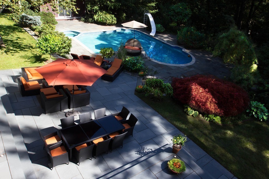 8 Needham Road Lynnfield, MA 01940 - Photo 4 of 30 an aerial view of a backyard with outdoor seating