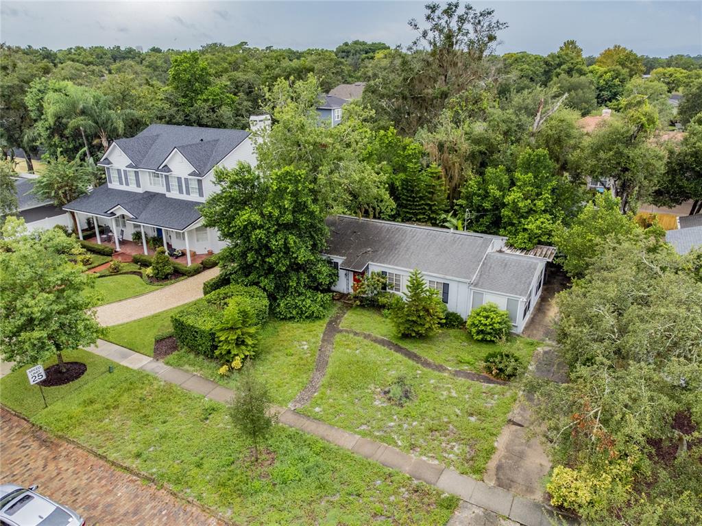 an aerial view of a house