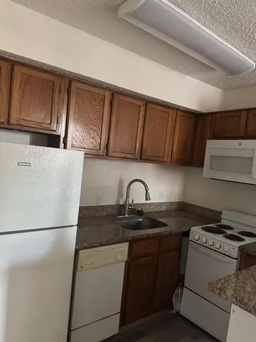 a kitchen with a sink a stove and refrigerator
