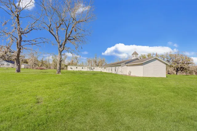 a view of a field with grass and trees