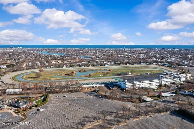 a view of a lake with a city
