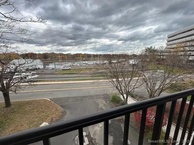 a view of a city from a balcony