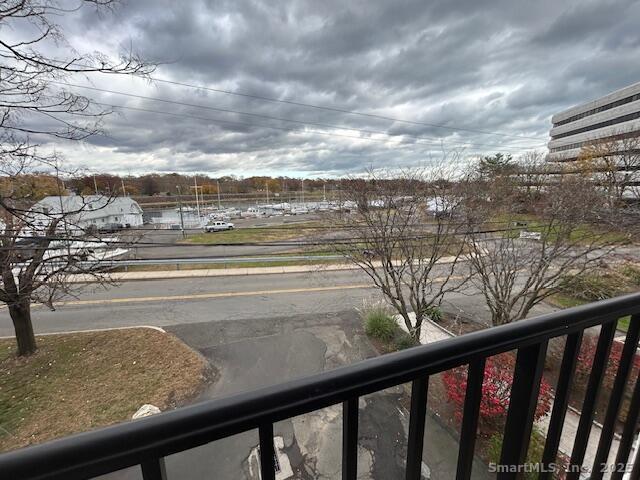a view of a city from a balcony