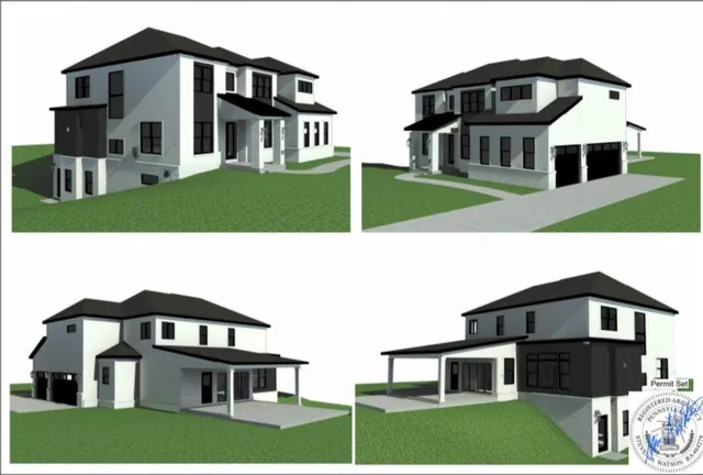 a black and white photo of a big house