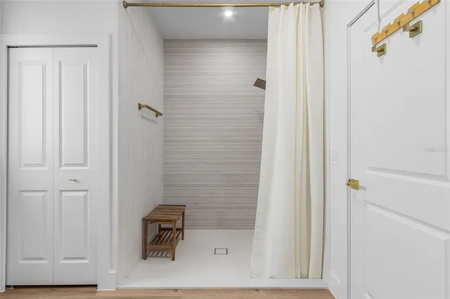 a bathroom with a shower
