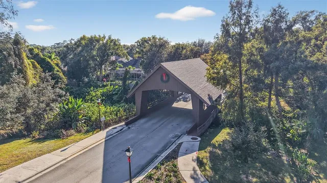 a view of a wooden bridge