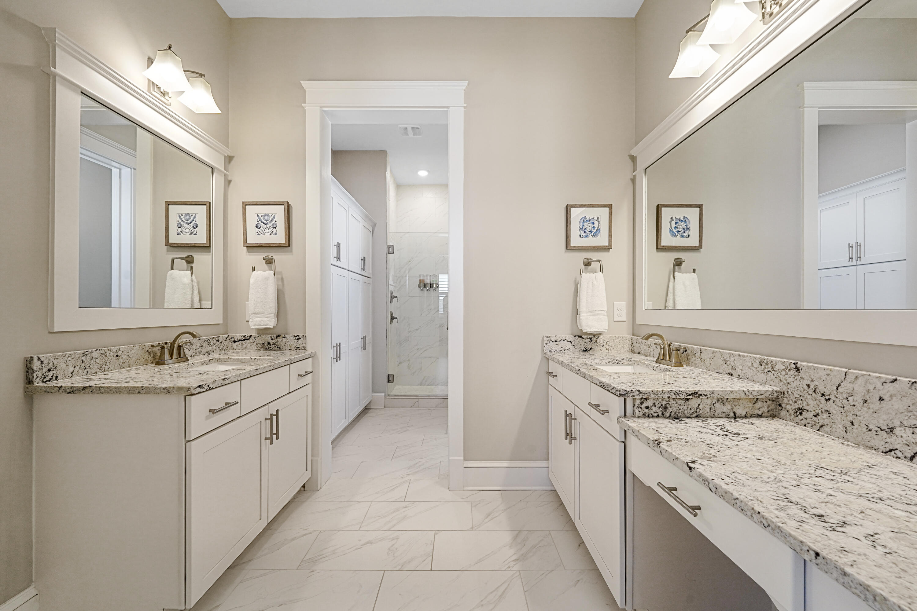 82 Siasconset Ln Inlet Beach Inlet Beach, FL 32461 - Photo 27 of 42 a spacious bathroom with a granite countertop double vanity sink a mirror and a