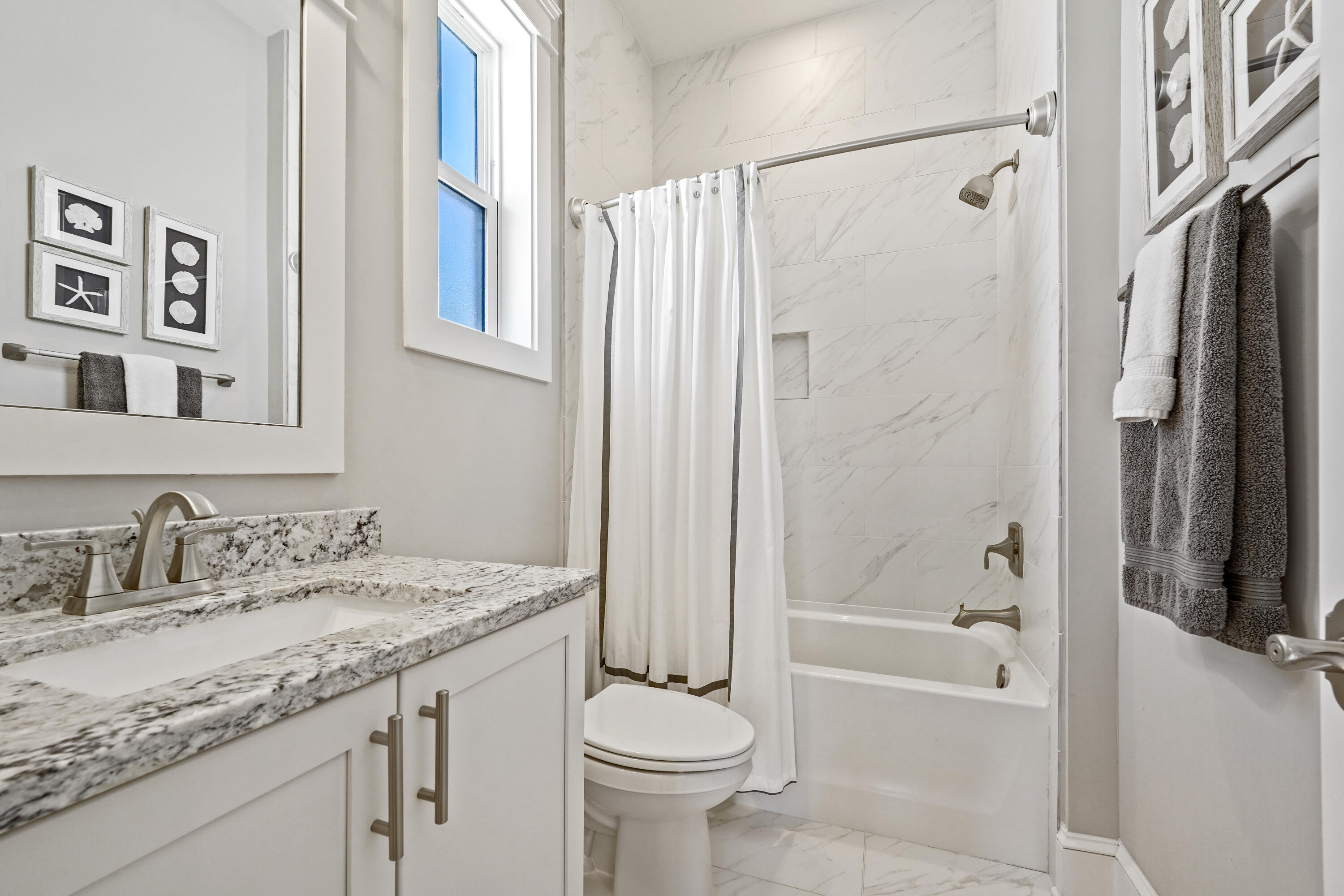 82 Siasconset Ln Inlet Beach Inlet Beach, FL 32461 - Photo 31 of 42 a bathroom with a granite countertop sink toilet and shower
