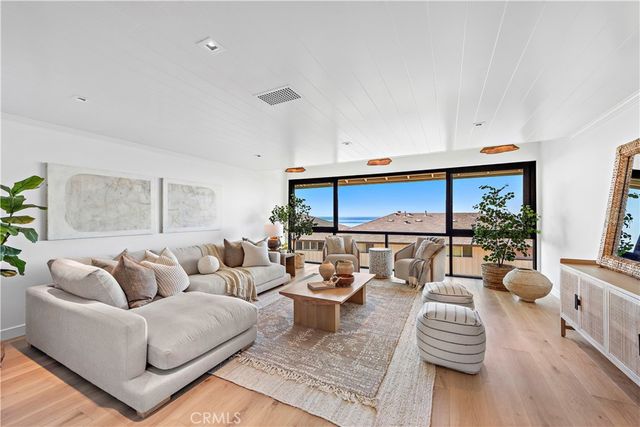 a living room with furniture or couch and a potted plant