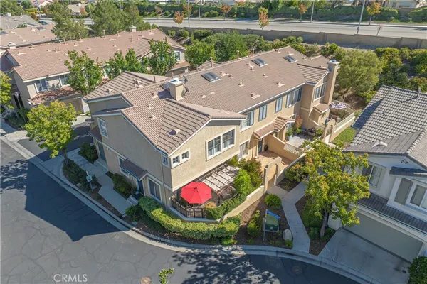 an aerial view of a house