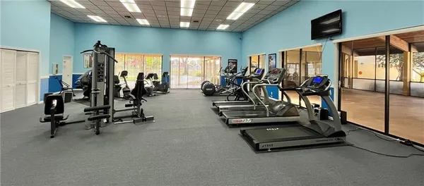 a view of a room with gym equipment