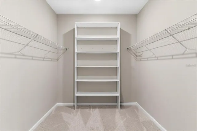 a view of an empty walk in closet