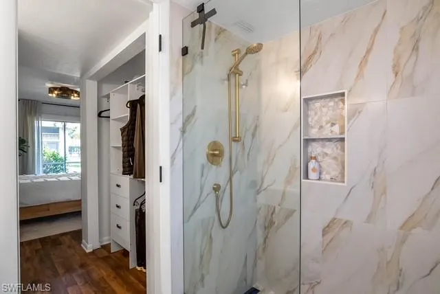 a bathroom with a shower