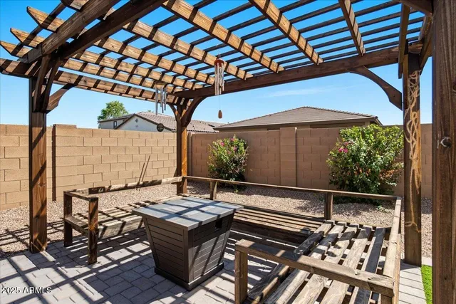 a view of an outdoor space with seating area